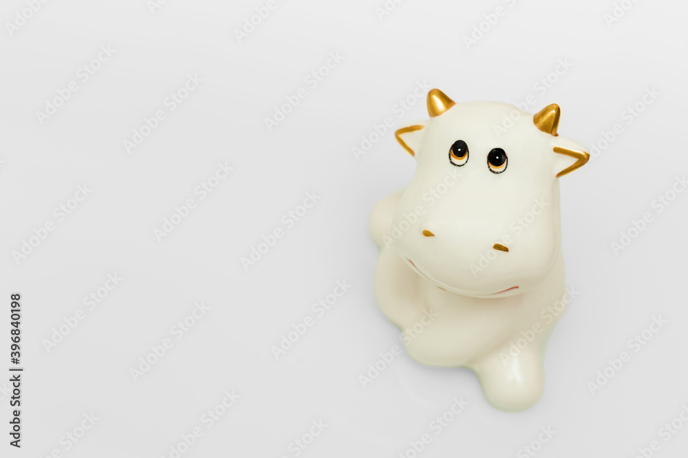 White bull on a light background