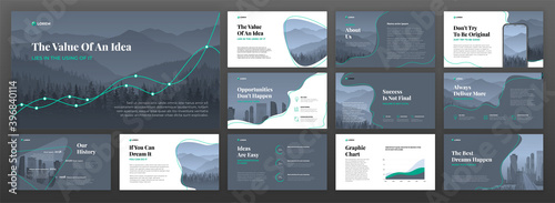 Business powerpoint presentation templates set. Use for keynote presentation background, brochure design, website slider, landing page, annual report, company profile.