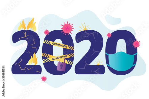 2020 year. Crazy, problem year. Global coronavirus pandemic, lockdown, fires, protests and others. Funny printable template.