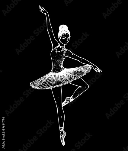 Ballet dancer sketch illustration. Ballerina vector illustration. Hand drawn.