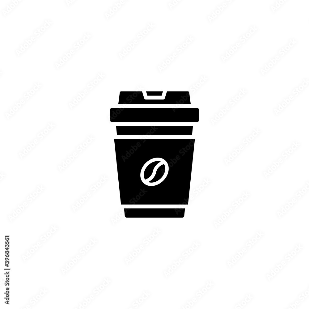 Coffee cup icon with coffee beans. Disposable coffee cup icon. Paper cup symbol. Vector illustration Coffee cup icon with coffee beans. Disposable coffee cup icon. Paper cup symbol. Vector illustration