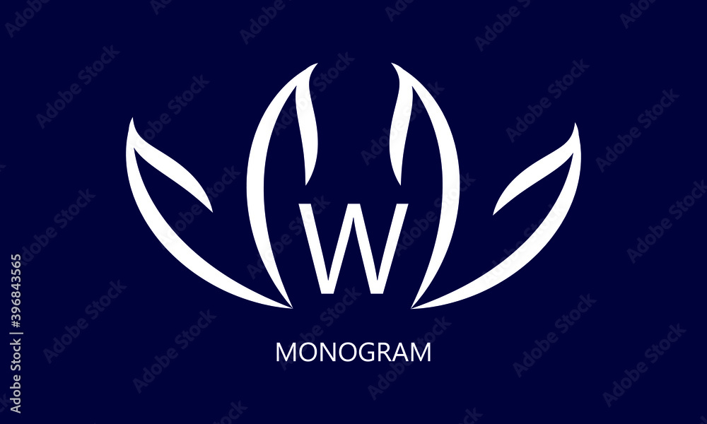 Elegant minimalist logo with the letter W in white on a dark background. Exquisite business sign, monogram identical to restaurant, boutique, hotel, jewelry. Elegant minimalist logo with the letter W in white on a dark background. Exquisite business sign, monogram identical to restaurant, boutique, hotel, jewelry.