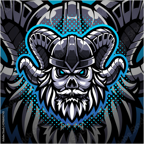 Viking skull esport mascot logo