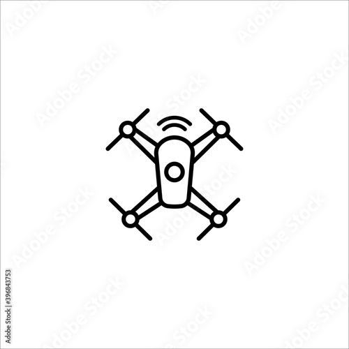 Drone vector icon. Drone with radio waves icon. Wireless, radar detection system, delivery service symbol. Aerial camera vector illustration