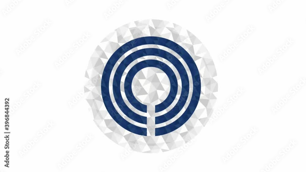 Round badge or button Kawasaki low poly flag with lightening on the edge animated video Round badge or button Kawasaki low poly flag with lightening on the edge animated video