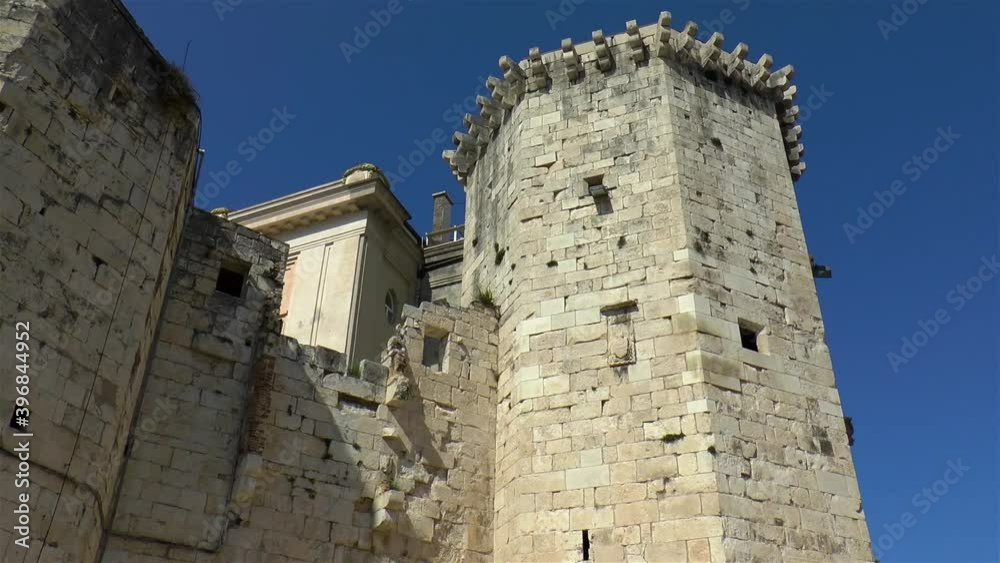 Venetian tower at the Fruit Square in Split, Croatia. Ancient architecture. Venetian tower at the Fruit Square in Split, Croatia. Ancient architecture.