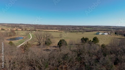 Overhead Shot Of Rural Farmland On A Sunny Day