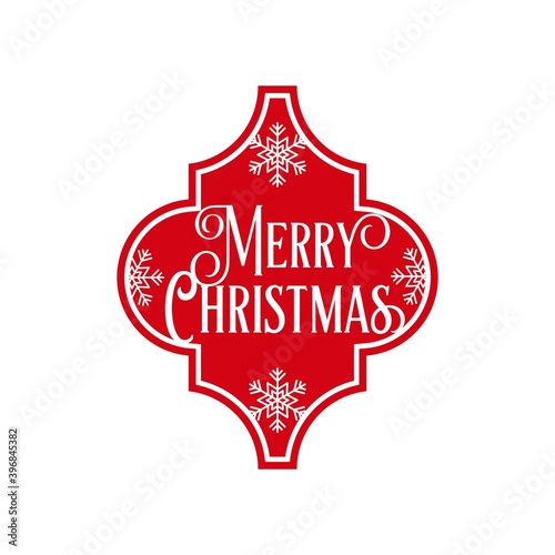 Vector illustration of Arabesque tile with  Christmas ornament. Xmas designs for craft, cut, DIY decoration. Merry Christmas text with Snowflakes ornament on arabesque tile for gift, home decor.  