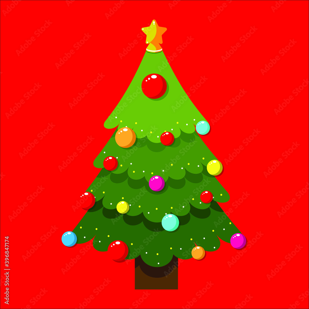 New Year's elegant tree on a red background. New Year 2021 vector icons New Year's elegant tree on a red background. New Year 2021 vector icons