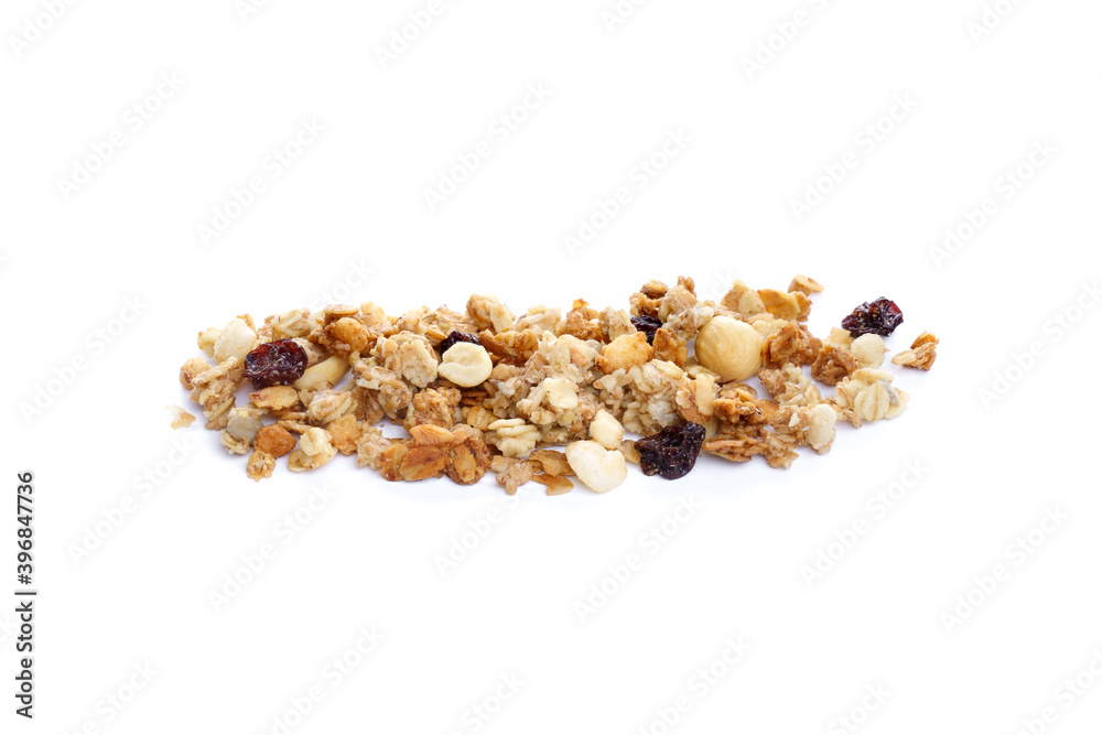 Heap of crispy muesli on white background Heap of crispy muesli on white background