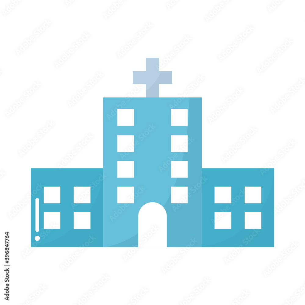 Naklejka premium hospital of a blue color with a cross in the top