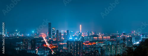 Photography Panoramic city night lighting in Shenzhen, China