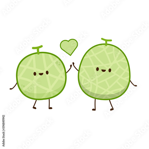 Melon character design. melon on white background. wallpaper. symbol. logo design.