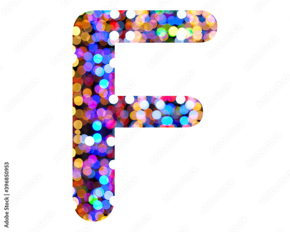 f letter logo, Alphabet lights Glitter Abc, 3d illustration	
