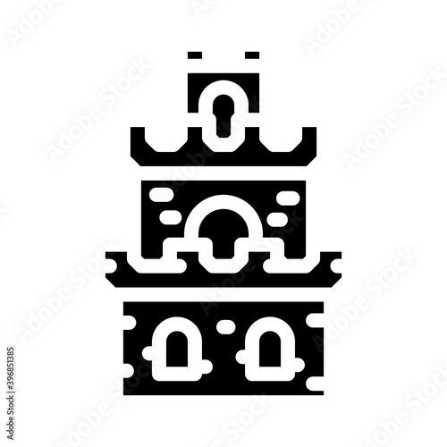 tower building of vintage castle glyph icon vector illustration
