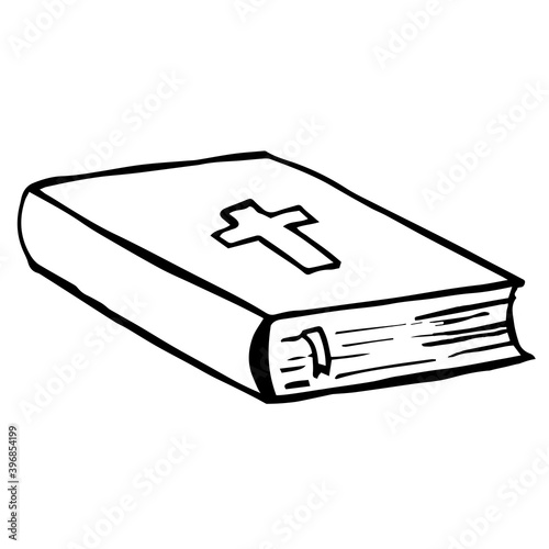 Catholic Bible vector line art Religious symbolism