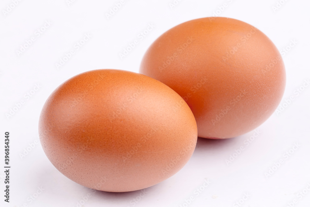 Chicken eggs on the white background Chicken eggs on the white background