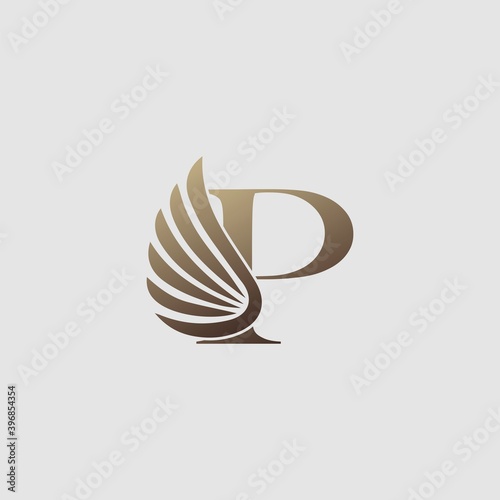 Letter P Logo Luxury wing. Trendy Design concept luxury wing and letter A for corporate, lawyer, notary, firm, automotive, community and more brand identity.