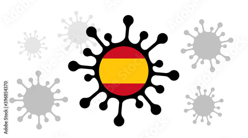 Covid-19 coronavirus icon with spanish flag
