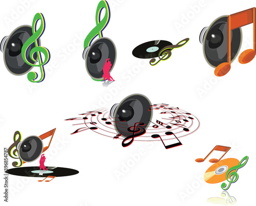 speaker with musical notes