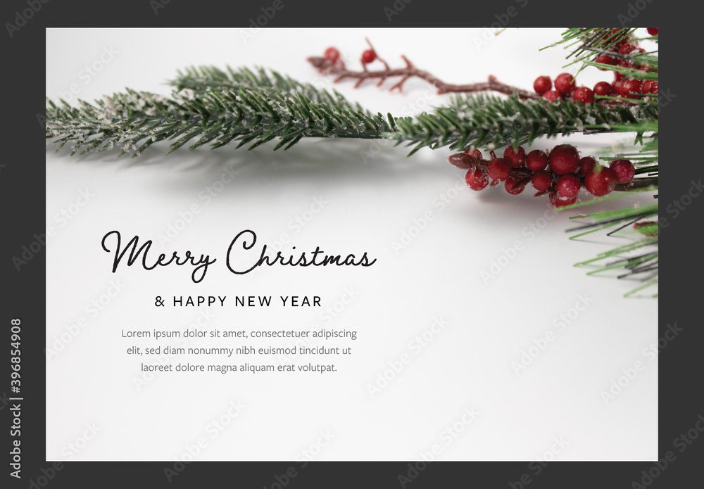 Card Layout with Decorated Christmas Branch Image Stock Template ...