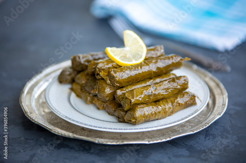 Turkish foods; stuffed leaves (yaprak sarma dolma) photo