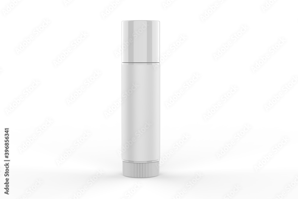 Multifunctional Empty Lip Balm Container Tubes with Twist Bottom and Top Cap. 3d render illustration.