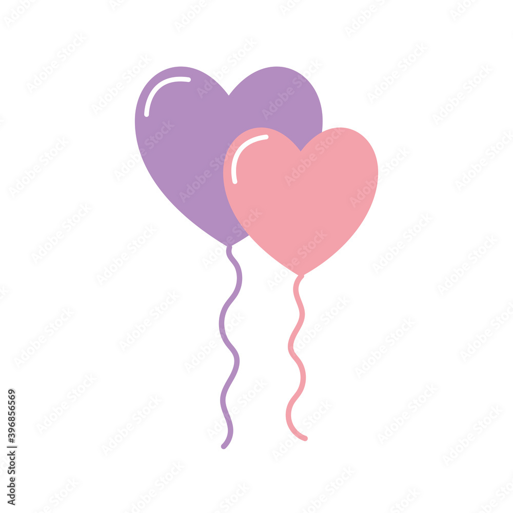 ballons with heart shape on white background
