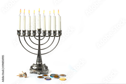 vintage menorah with candles