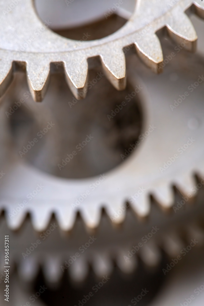 Teamwork business concept - perspective view of engine gear wheel, for industrial Teamwork business concept - perspective view of engine gear wheel, for industrial