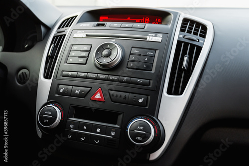 Car multimedia, interior's detals close up © sveten