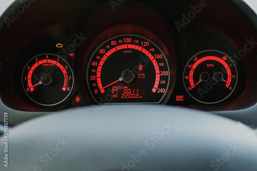 Dashboard close-up, car interior © sveten