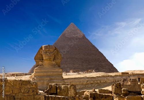 Cheops Pyramid And Sphinx In Giza