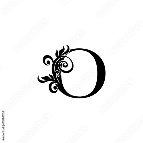 Golden Luxury Letter O logo icon, vintage design concept floral leaves