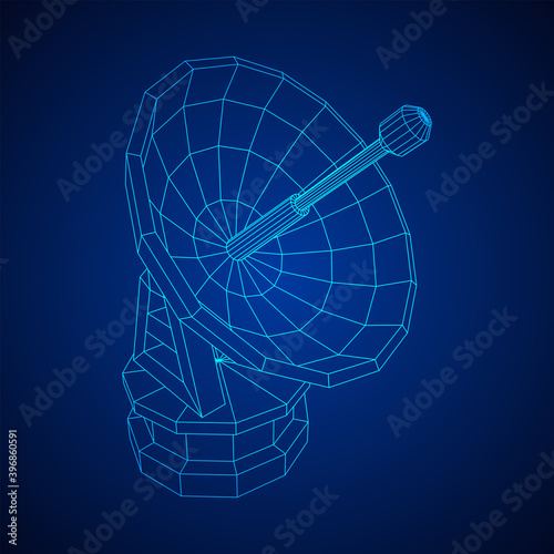 Radar. Directional radio antenna with satellite dish
