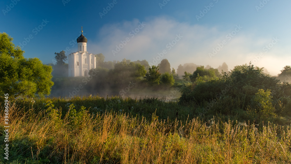 Old Russian orthodox church in early morning light