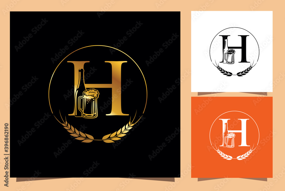 Glass and Bottle Beer Monogram letter Glass and Bottle Beer Monogram letter