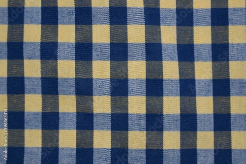blue and yellow checked fabric