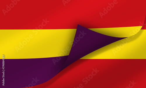 Republican Flag “tricolor” over the Spanish flag , symbol of the historical conflict in Spain photo