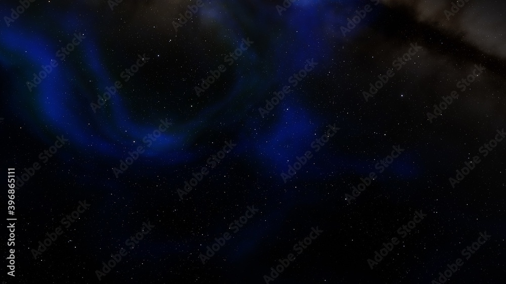 Science fiction illustrarion, deep space nebula, colorful space background with stars 3d render