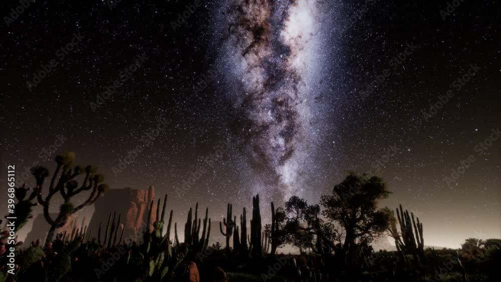 Hyperlapse in Death Valley National Park Desert Moonlit Under Galaxy Stars