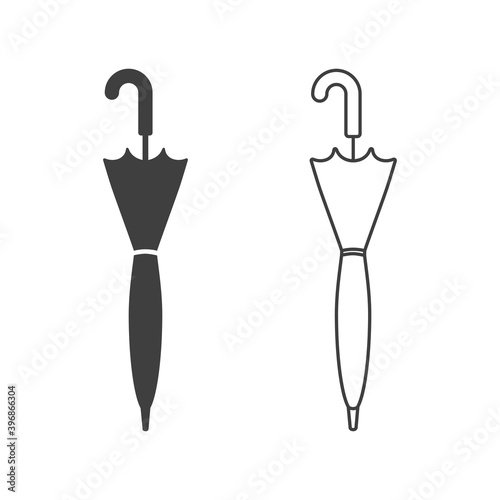 Logotipo paraguas de caballero cerrado con lineas y relleno en color gris