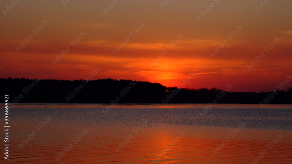 sunset on the river. summer landscape