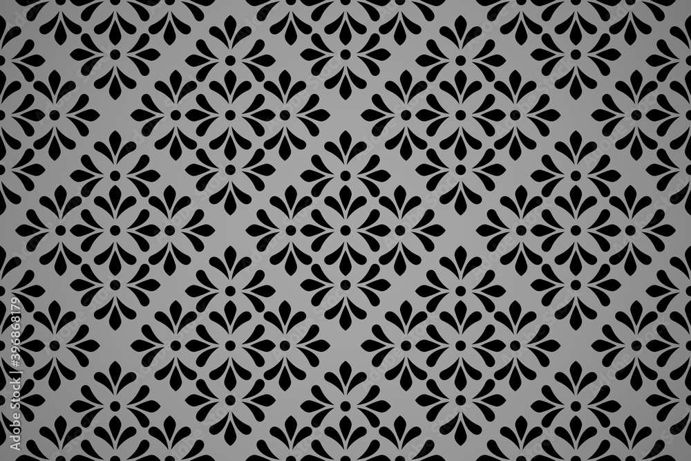 Flower geometric pattern. Seamless vector background. Black and gray ornament Flower geometric pattern. Seamless vector background. Black and gray ornament