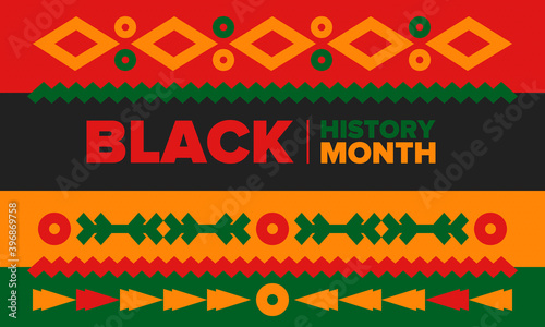 Black History Month. African American History. Celebrated annual. In February in United States and Canada. In October in Great Britain. Poster  card  banner  background. Vector illustration