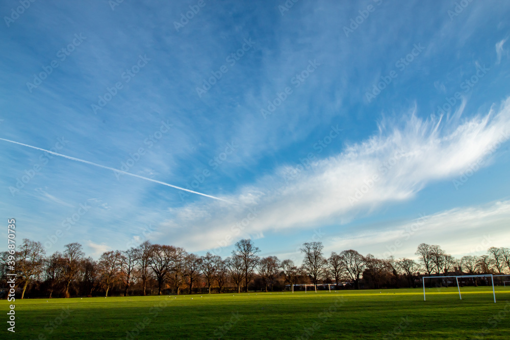 Fototapeta premium Park Shobnall after sunrise in Burton on Trent UK