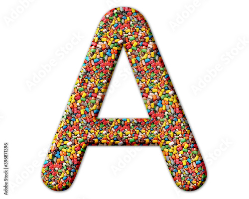 a letter logo, Alphabet Candies sweets Abc, 3d illustration 