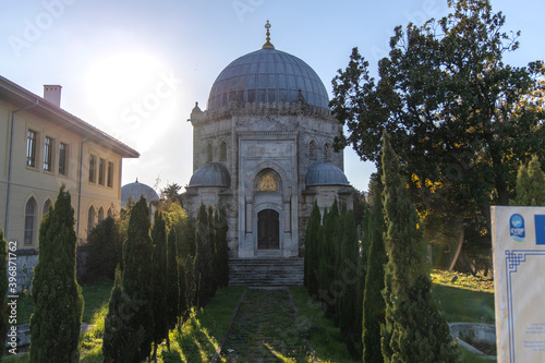 Eyup,Istanbul,Turkey-November 26,2020. Sultan Reshad (Mehmet V) mausoleum.He was thirty fifth of monarch and hunderth of caliphs of Islam. He was the third son of Sultan Abdulmecid.	
 photo