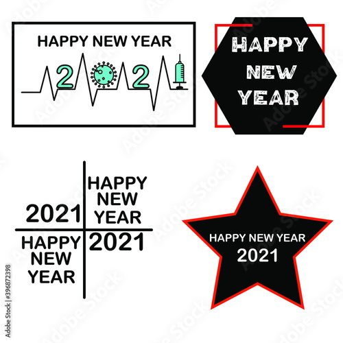 Happy New Year 2021 Text design Vector illustration