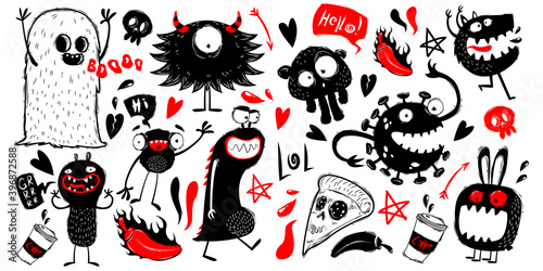Doodle monsters characters